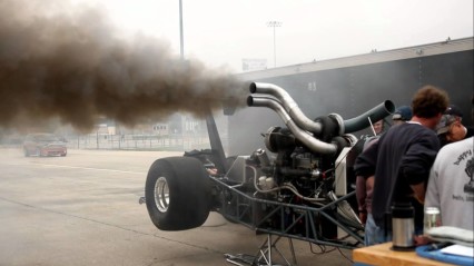 Triple TURBO Diesel Dragster Warming Up!
