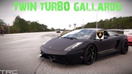 Twin Turbo Lamborghini battles 800+hp Evo IX on the street