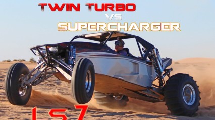 Twin Turbo LS7 VS Supercharged LS7 Sand Rail Showdown!