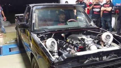 Twin Turbo S10 Truck Does NASTY Dyno Pull