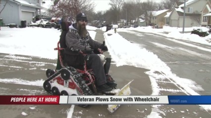 Veteran Plows Snow with BADASS Wheelchair on Tracks!