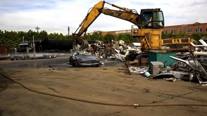 Destroying A Mercedes SLS With Some Heavy Equipment