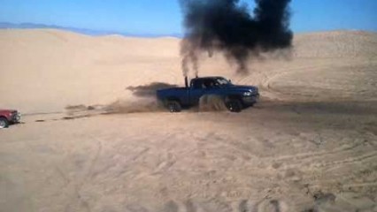 Pulling a Nissan 720 by the BUMPER With a Cummins at Pismo Beach