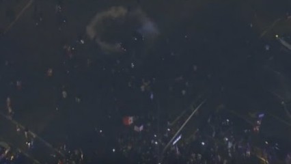 Trump Supporter Does Donuts Around Anti-Trump Protesters In California