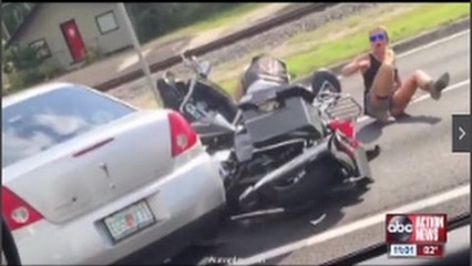 Florida Driver SMASHES Into Motorcycle In WILD HIT and RUN