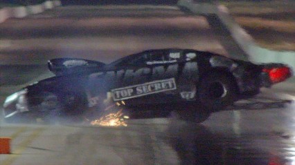 Pro Drag Radial Camaro Eats it – Luckiest Crash Ever?