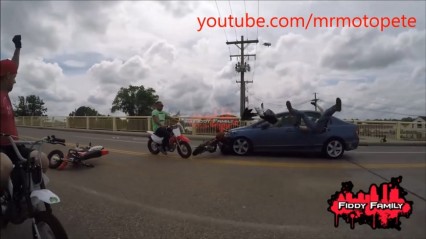 Street Ride Gone Horribly Wrong  – Dirtbike Hits Car Head On