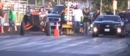 Turbo RZR Battles Chevrolet Camaro in Drag Race