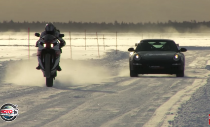Bike vs Car In -25 Degree Weather – Snow Racing