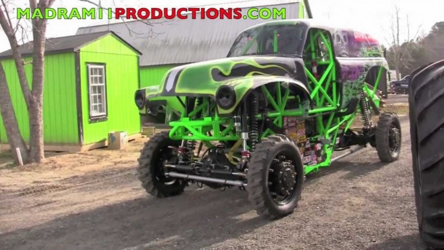 Close Up Look Of Grave Digger Monster Truck On TINY Tires...