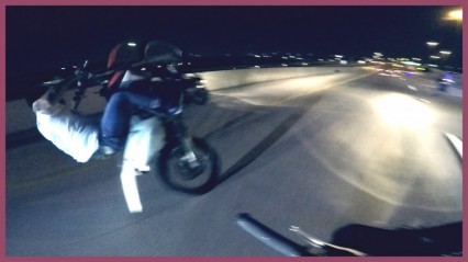 Dirtbike Rider Wrecks on the Freeway – Wheelie Fail