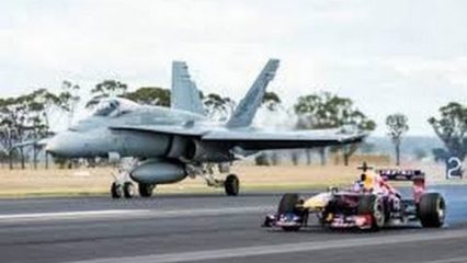 Formula 1 car vs F-18 Fighter Jet – AMAZING !