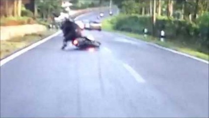 Head On Motorcycle Collision Ends Bad For Motorist – ALL CAUGHT ON CAMERA!