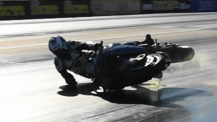 Kawasaki Ninja H2R Awkward Drag Racing CRASH