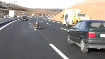 Man Driving Go Kart on the Highway!