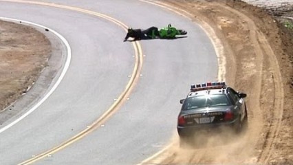 Motorcycle Crashes in Front of CHP