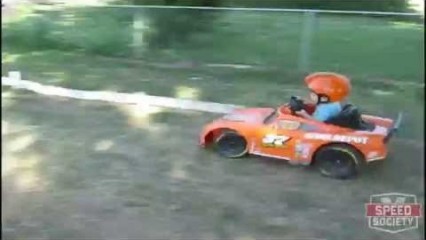 Start Them Young! 2 Year Old in Power Wheel Practices for Nascar!