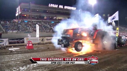 Unlimited Super Stock Tractor Explodes at the Lucas Oil Pro Pulling Comp!