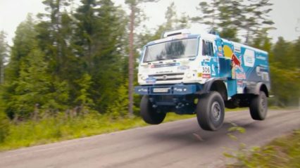 A Kamaz T4 Dakar Beast Truck Tears Up a Back Country Road