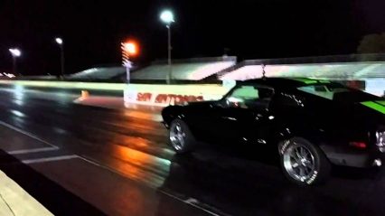 Electric fastback Mustang, Zombie 222 hits the drag strip