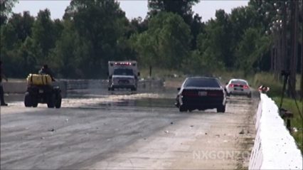 Fox Body Mustang Loses Control in the First 300 ft Collides into Newer Mustang at Outlaw Armageddon