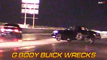G-Body crashes and meets the wall while racing a Foxbody Mustang