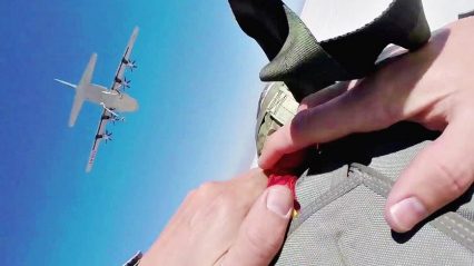 GoPro Footage: Paratrooper Jump From C-130 Hercules Aircraft