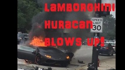 Lamborghini Huracan Crashes & Blows Up! Driver Saved Just as it Goes up in Flames