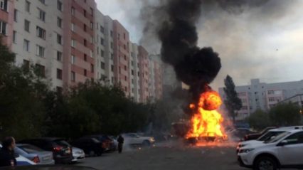People are curious as to what caused this massive explosion as a car was on fire