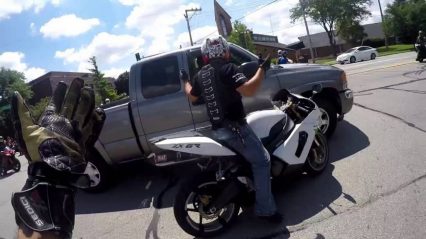 Truck Attempts to Wipe Out Bikers
