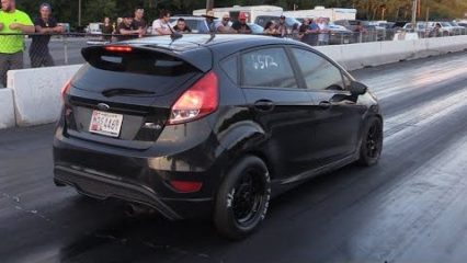 Sleeper Ford Fiesta Running Down Muscle Cars at The Track
