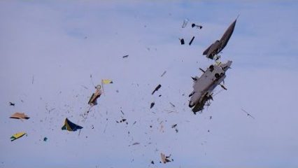 1:2 scale model RC fighter jet disintegrates in mid air and crashes while showing off in front of a crowd