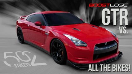 1300whp Nissan GTR takes down SIX street bikes on the highway