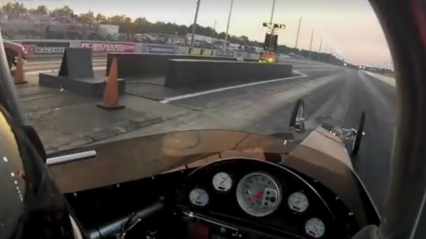 Dragster does a full 360° spin @ 140mph after spinning the tires, Great save