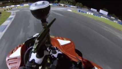 A new sport in the making? Go-kart paintballing is amazing