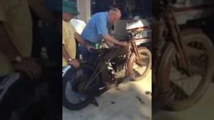 History in motion, 101 year old Harley Davidson running