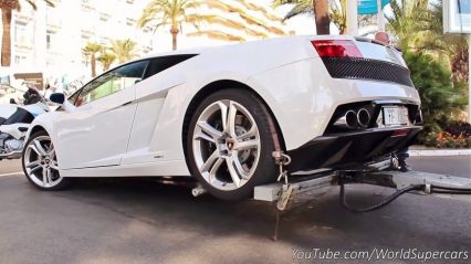 How not to load a Lamborghini onto a tow truck