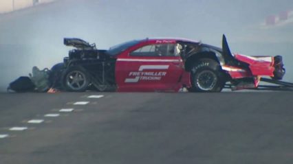 Jay Payne walks away from a scary crash at the NHRA Midwest Nationals at Gateway Motorsports Park.