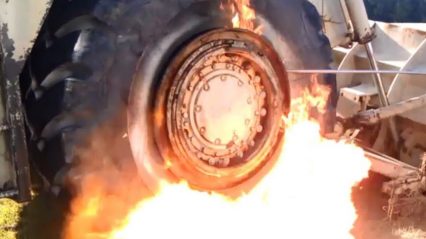 Mounting massive 2000lb tractor tires with fire
