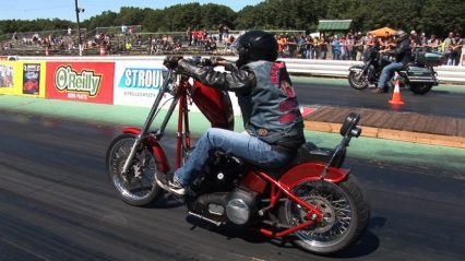 Stick shifting like a boss, Custom chopper 1/4 mile runs