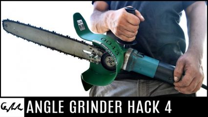Turning an angle grinder into a full blown chainsaw – DIY hack