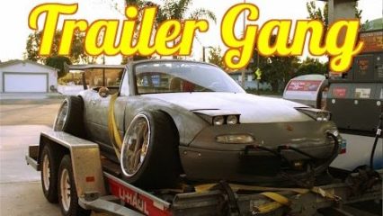 Watching these kids trying to put a stanced Miata on a trailer is so painful
