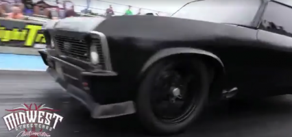 Murder Nova does nasty wheelie all the way down the track, no bars and small tires