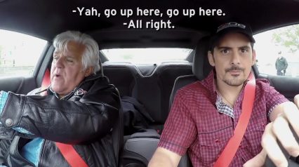 Jay Leno schools Country singer Brad Paisley on how to do a burnout in a new Camaro