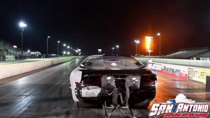 Birdman James Finney crashes at San Antonio Raceway, taps the wall and saves it