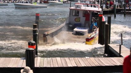 Boat docking competition gone wrong, don’t leave it in reverse