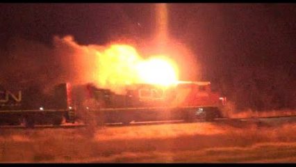Canadian train blows turbo and bursts into flames!