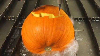 Carving a pumpkin in under 30 seconds with a waterjet