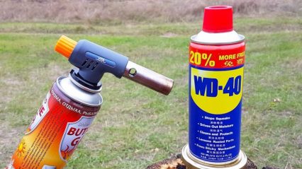 How long will this can of WD-40 last against a gas torch?