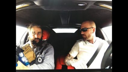 Lamborghini owner picks up a homeless man